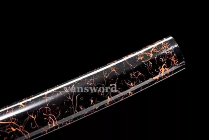 Hand Forged Folded Steel Shirasaya Real Japanese Samurai Red Sword Wakizashi.