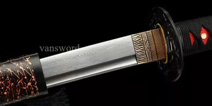 Japanese Katana Damascus Steel Folded Steel Sword Sharp Multi-color Scabbard.