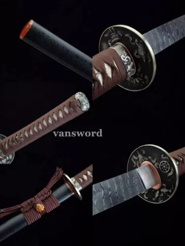 Damascus Folded Steel Japanese Katana Samurai Sword Full Tang Battle Ready Sharp