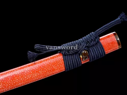 Japanese Katana Sword 9260 Spring Steel Handmade Full Tang Rayskin Saya