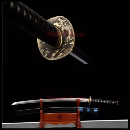 Full Tang Japanese Samurai Katana Sword Folded Steel Clay Tempered Sharp