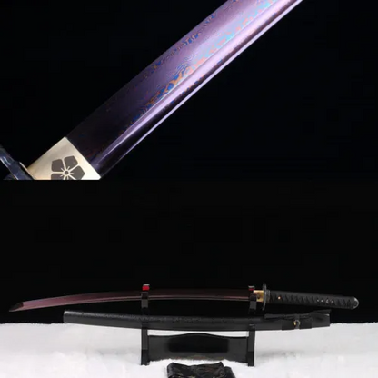 Blue Damascus Folded Steel battle ready Katana Japanese Samurai Sharp Sword.