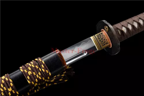 High Quality T10 Clay Tempered Hamon Japanese Katana Samurai Sword Ox Horn Saya