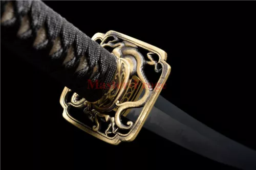 40.9'' T10 Steel Clay Tempered Katana Japanese Real Samurai Sword Hand Abrasive