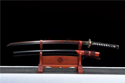 Japanese Katana Samurai Sword Clay Tempered T10 Steel Full Tang Sharp Blade.