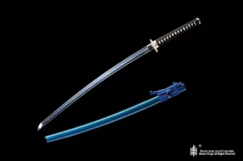 Choji Hamon T10 Clay Tempered Japanese Samurai Katana Sword Sharp Blade Blue