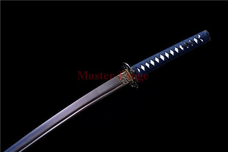 Hand forged Japanese Samurai Katana Sword Blue Folded Steel Full Tang Sharp