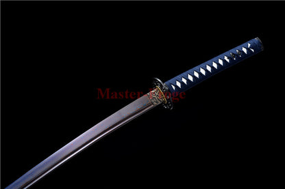 Hand forged Japanese Samurai Katana Sword Blue Folded Steel Full Tang Sharp