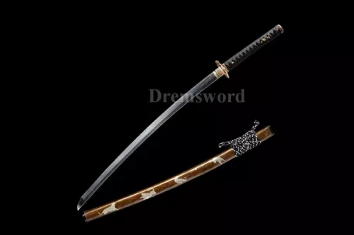 Black Folded Steel Blade Damascus Japanese Samurai Katana Sword Full Tang Sharp