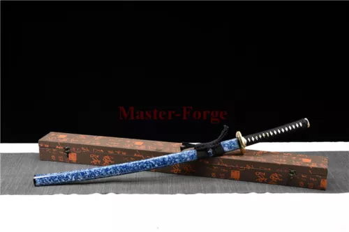 Japanese T10 Clay Tempered Katana Choji Hamon Samurai Sword Full Tang Sharp