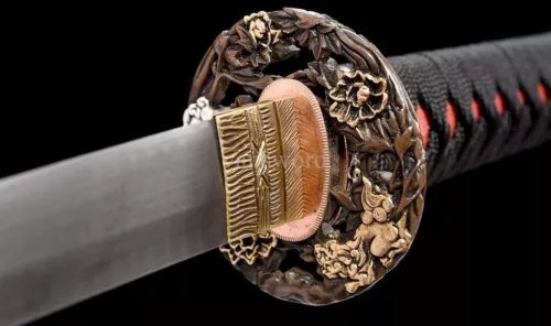 Folded Steel Handmade Real Japanese Samurai Katana Sword With Copper Tsuba NEW.