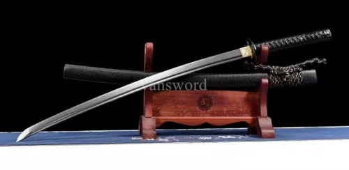 Hand Forged 1095 High Carbon Steel Real Japanese Katana Samurai With Black Saya.