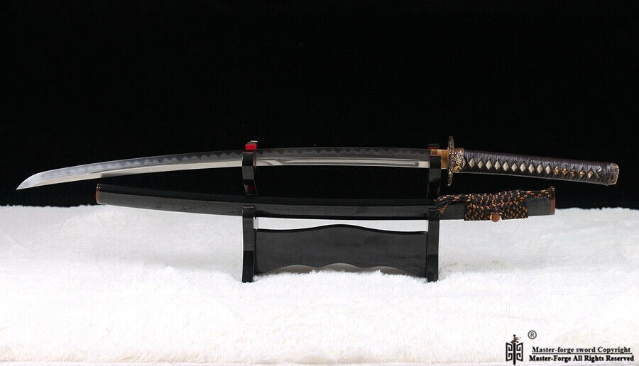 Folded Steel Clay Tempered Japanese Samurai Katana Sword Real Sharp Full Tang.