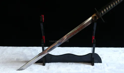 hand forge T10 clay tempered Japanese samurai real hamon ninja sword Full tang