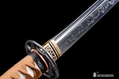 Japanese Hand forged T10 Clay Tempered (火焰) Choji Hamon Rosewood Samurai Sword