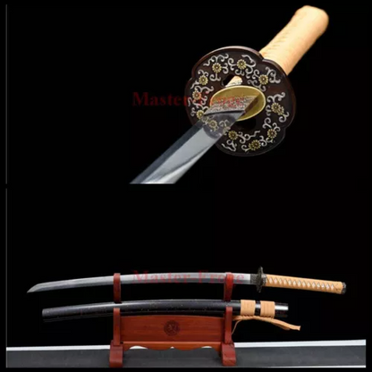 Japanese Katana Damascus Folded Steel Battle Ready Sword Samurai Real Sharp.