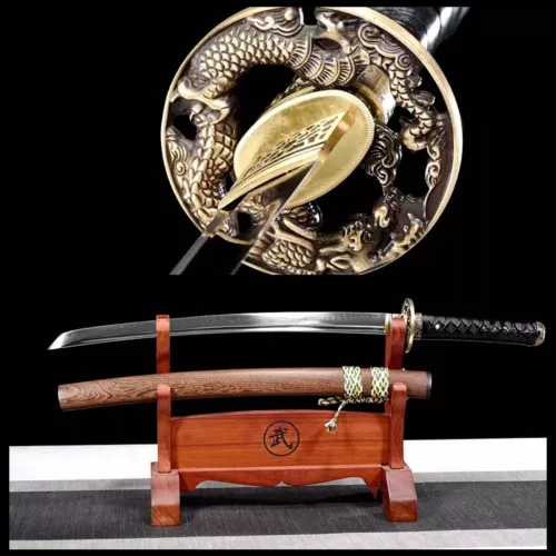 Clay Tempered Differential T10 Steel Japanese Wakizashi Samurai Full TangSword.