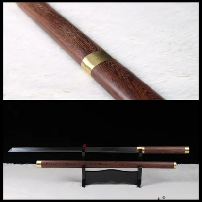 T10 steel Clay tempered Japanese Chokuto Shirasaya Real Samurai Sword Rosewood