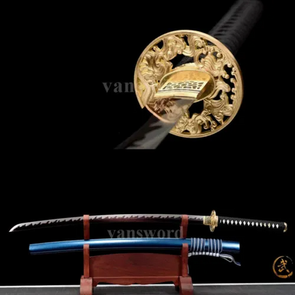 Hand Forge Folded Steel Abrasive Hamon Japanese Katana Sword Battle Ready Sharp