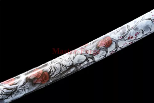 Folded Steel Clay Tempered Red Japanese Samurai Katana Sword Full Tang Sharp.