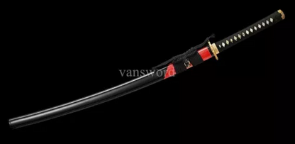 Japanese Samurai Katana Damascus Folded Steel Sword Handmade With Copper Tsuba.