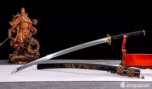 Japanese Katana Clay Tempered Differential Hardened T10 Steel Sword Dragon Saya