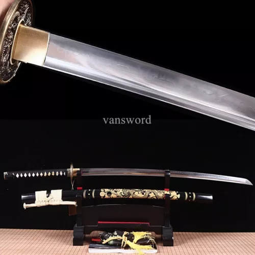 Japanese Samurai Katana Sword Clay Tempered T10 Steel Full Tang Sharp Functional