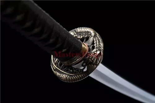 Japanese Abrasive Katana Clay Tempered Real Choji Hamon T10 Steel Sword Sharp