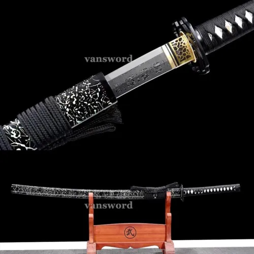 Katana Samurai Sword Hand Forged Folded Steel Clay Tempered Full Tang Japanese