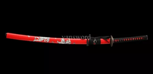 Handmade T10 Clay Tempered Japanese Samurai Real Hamon Sword Sharp.