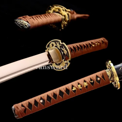 1095 High Carbon Steel Japanese Samurai Katana Sword Battle Ready Golden Dragon