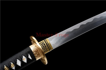 Handmade Folded Steel Japanese Samurai Katana Sword Full Tang Sharp Abrasive