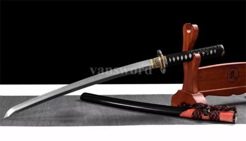 Wakizashi Samurai Sword Hand Forged T10 Steel Clay Tempered Japanese Real Sharp