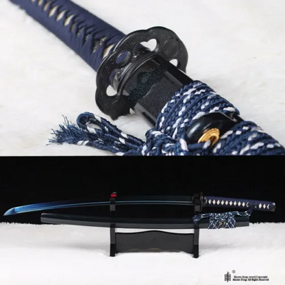 Japanese Katana Blue Blade Sword Clay Tempered T10 Steel Battle Ready Sharp New