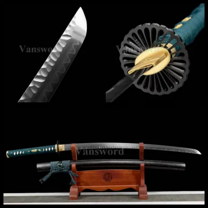 Handmade Japanese Katana Samurai Sword T10 Clay Tempered Special Grain Pattern