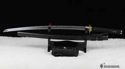 Japanese Samurai Katana Folded Steel Abrasived Hamon Sword Full Tang Real Sharp