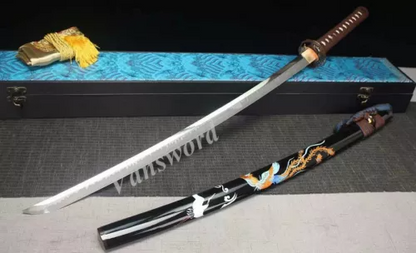 Choji Hamon Clay Tempered Handmade katana L6 steel Japanese Samurai Sword Sharp.