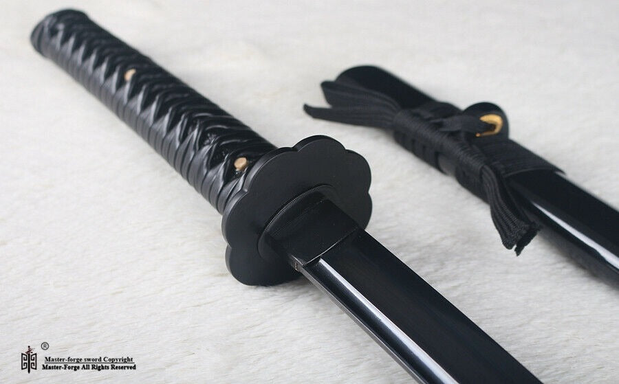 Battle ready black high carbon steel japanese Katana sword full tang sharp blade