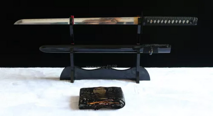 hand forge T10 clay tempered Japanese samurai real hamon ninja sword Full tang