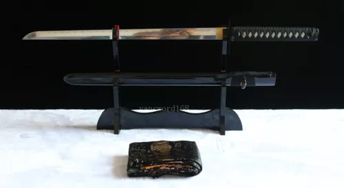 hand forge T10 clay tempered Japanese samurai real hamon ninja sword Full tang