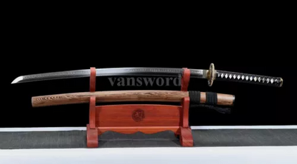 Choji Hamon Katana T10 Steel Clay Tempered Japanese Sword Samurai Sharp Rosewood