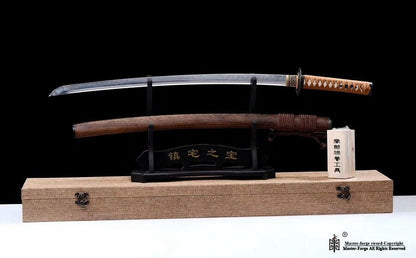 Japanese Hand forged T10 Clay Tempered (火焰) Choji Hamon Rosewood Samurai Sword