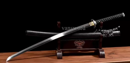 T10 Steel Clay Tempered Real Katana Japanese Samurai Sword Sharp With Black Saya