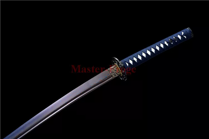 Hand forged Japanese Samurai Katana Sword Blue Folded Steel Full Tang Sharp